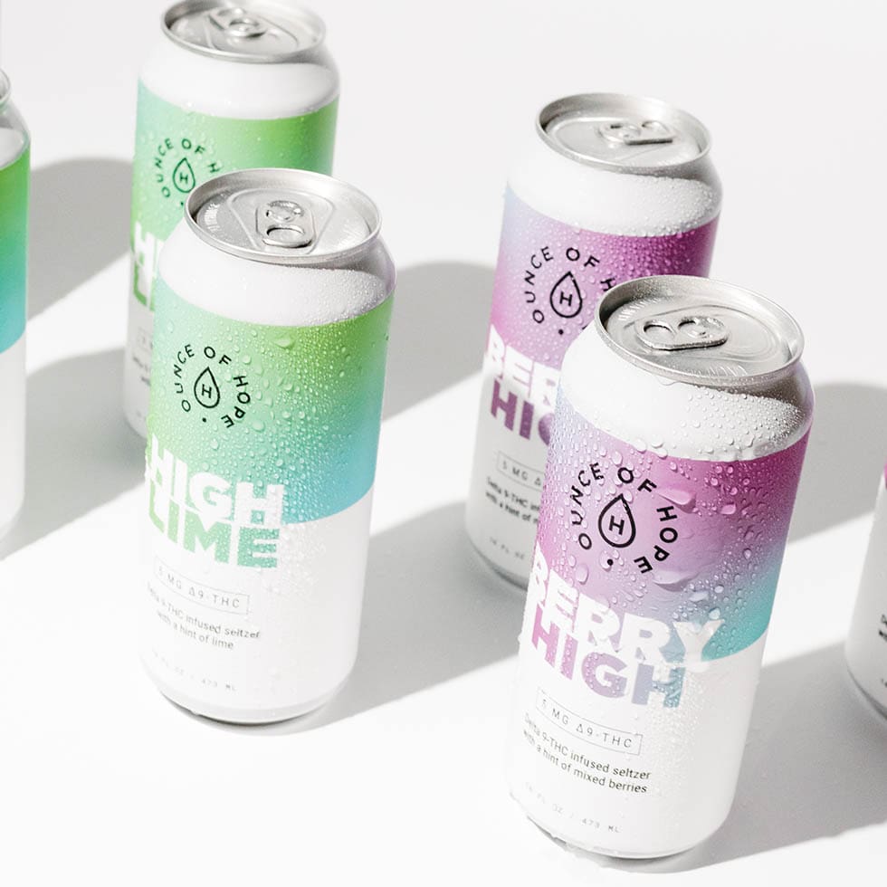 Group shot of High Lime and Berry High seltzers