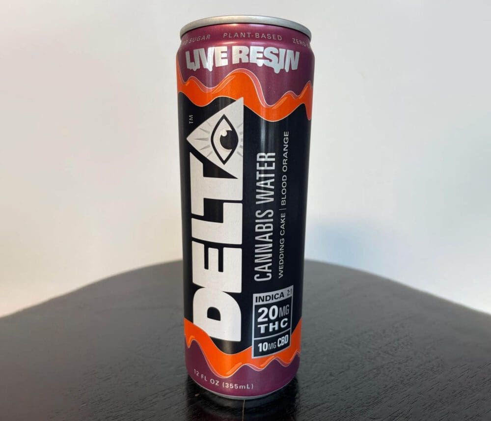 Image of a single can of Delta Cannabis Water Wedding Cake and Blood Orange Seltzer