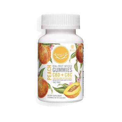 WYLD CBD and CBG peach gummies